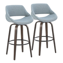 Fabrico - 30" Fixed-Height Barstool With Swivel And Round Black Metal Footrest (Set of 2) - Walnut Glazed Wood