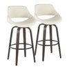 Fabrico - 30" Fixed-Height Barstool With Swivel And Round Black Metal Footrest (Set of 2) - Walnut Glazed Wood