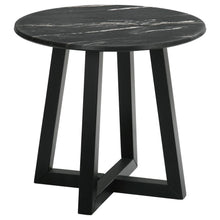 Skylark - Round Marble - Like Smart Top Side End Table - Black