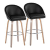 Matisse - 30" Highback Fixed-Height Barstool With Swivel And Round Chrome Metal Footrest (Set of 2) - Light Gray Wood