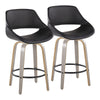 Fabrico - 26" Fixed-Height Counter Stool With Swivel And Round Black Metal Footrest (Set of 2) - Light Gray Wood