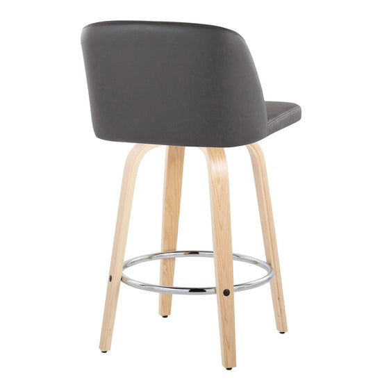 Toriano - 26" Fixed-Height Counter Stool (Set of 2) - Natural & Chrome Round Base