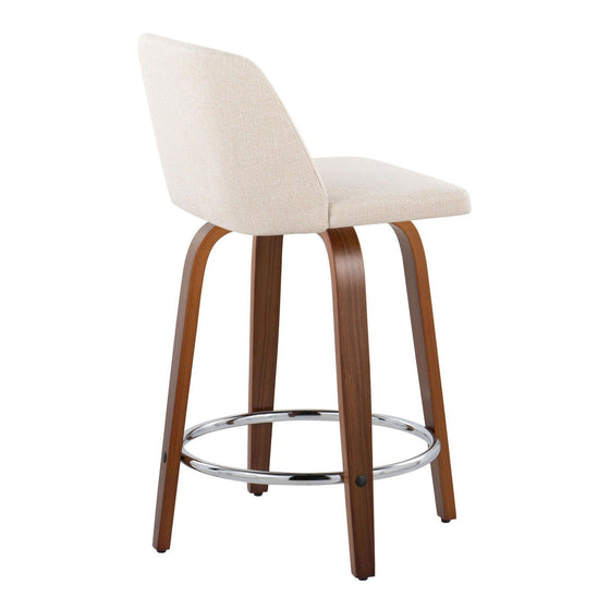 Toriano - 24" Fixed-Height Counter Stool (Set of 2) - Walnut & Chrome Round Base