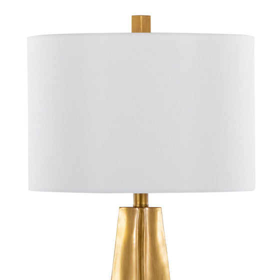 Pompeii - 29" Polyresin Table Lamp - Gold Polyresin And White Linen