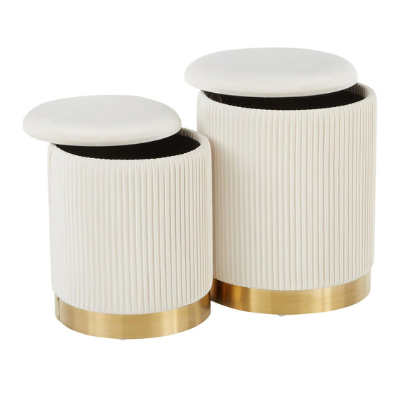 Marla - Nesting Pleated Ottoman Set