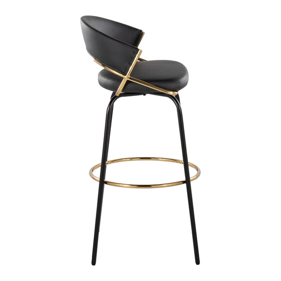 Jie - 30" Fixed-Height Barstool With Swivel - Gold And Black Legs (Set of 2)