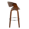 Symphony - 30" Fixed-Height Barstool With Swivel And Round Chrome Metal Footrest (Set of 2) - Walnut Wood