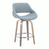 Fabrico - 26" Fixed-Height Counter Stool With Swivel And Round Chrome Metal Footrest (Set of 2) - Light Gray Wood