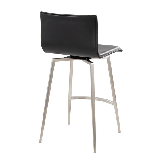 Mara - 26" Upholstered Fixed-Height Counter Stool With Swivel (Set of 2) - Stainless Steel