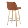 Toriano - 26" Fixed-Height Counter Stool (Set of 2) - Natural & Chrome Round Base