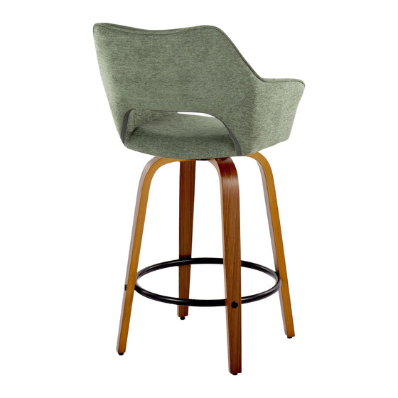 Mustang - 26" Fixed-Height Counter Stool With Swivel - Walnut Wood (Set of 2)