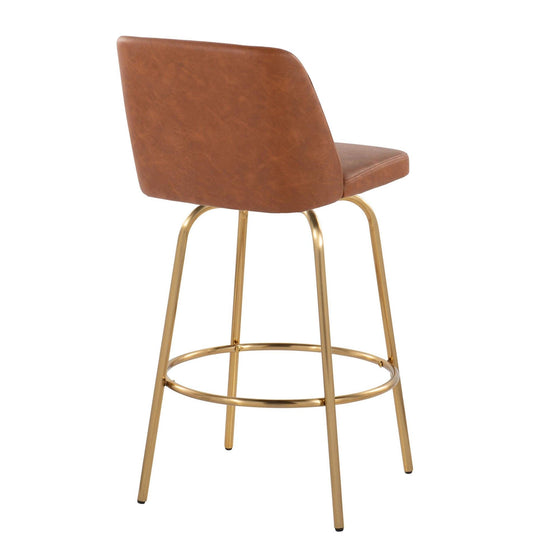 Toriano - 26" Fixed-Height Counter Stool (Set of 2) - Gold Base