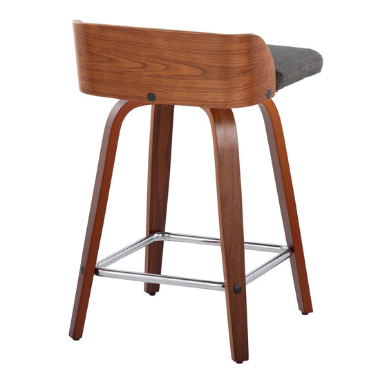 Maya - 24" Fixed-Height Counter Stool (Set of 2) - Walnut & Silver Frame