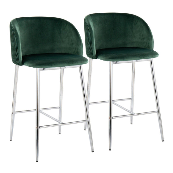 Fran Pleated Waves - 26" Fixed-Height Counter Stool (Set of 2)