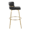 Cinch - 30" Fixed-Height Barstool With Swivel And Round Footrest (Set of 2) - Gold Metal