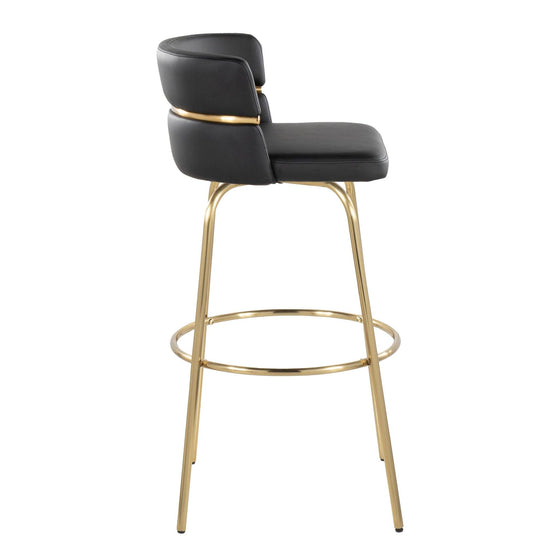 Cinch - 30" Fixed-Height Barstool With Swivel And Round Footrest (Set of 2) - Gold Metal