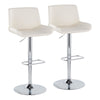 Santi - Upholstered Adjustable Barstool With Swivel And Rounded Rectangle Footrest (Set of 2) - Chrome Metal