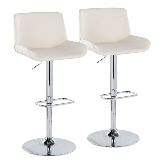 Santi - Upholstered Adjustable Barstool With Swivel And Rounded Rectangle Footrest (Set of 2) - Chrome Metal