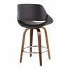 Fabrico - Fixed-Height Counter Stool With Round Chrome Footrest (Set of 2) - Walnut Wood