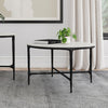 Hermas - Round Genuine Marble Top Metal Coffee Table - White