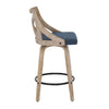 Charlotte - Farmhouse Counter Stool - White Washed Wood And Blue Fabric (Set of 2)