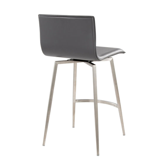 Mara - 26" Upholstered Fixed-Height Counter Stool With Swivel (Set of 2) - Stainless Steel