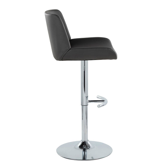 Santi - Upholstered Adjustable Barstool With Swivel And Rounded T Footrest (Set of 2) - Chrome Metal