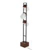 Bento - 67.5" Metal Floor Lamp - Black Metal And Walnut Wood With White Shade