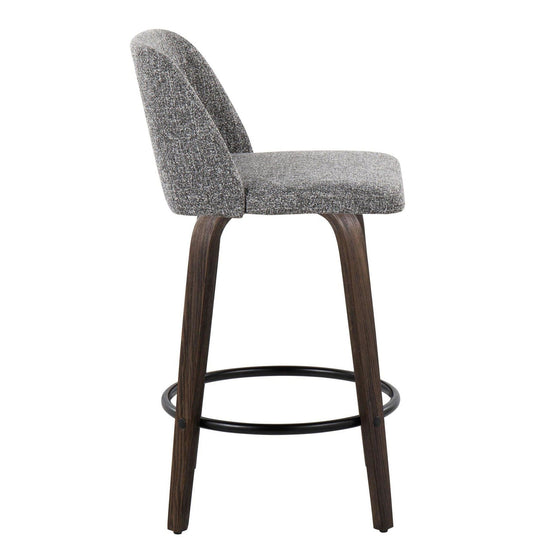 Toriano - 26" Fixed-Height Counter Stool (Set of 2) - Walnut & Black Base