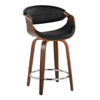 Symphony - 24" Fixed-Height Counter Stool With Swivel And Round Chrome Metal Footrest (Set of 2) - Walnut Wood
