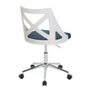Charlotte - Office Chair - Chrome Metal, White Textured Wood, And Blue Fabric