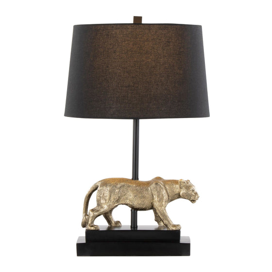 Panther - 26" Table Lamp (Set of 2) - Black Metal And Gold Polyresin With Matte Black Linen Shade