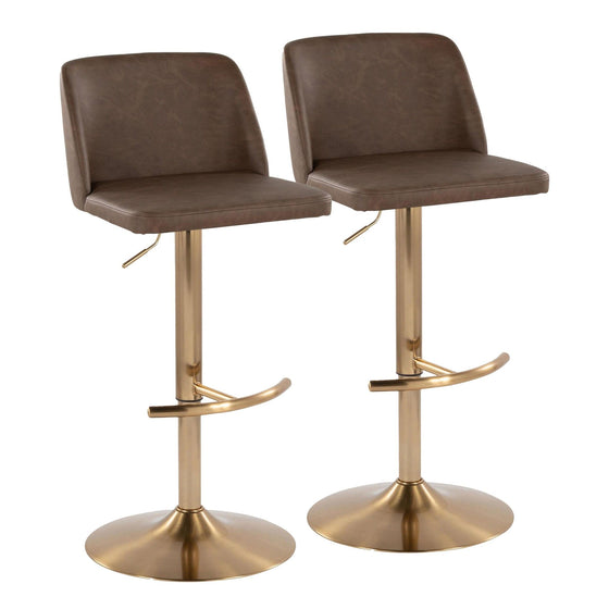Toriano - Adjustable Barstool (Set of 2) - Gold Base