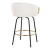 Claire - 26" Fixed-Height Counter Stool With Swivel And Round Gold Metal Footrest (Set of 2) - Black Metal