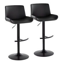  Santi - Upholstered Adjustable Barstool With Swivel And Rounded T Footrest (Set of 2) - Black Metal