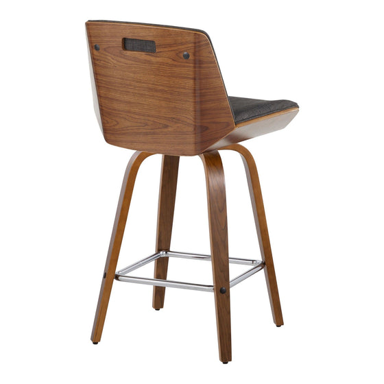 Corazza - 26" Fixed-Height Counter Stool (Set of 2) - Walnut & Chrome Base
