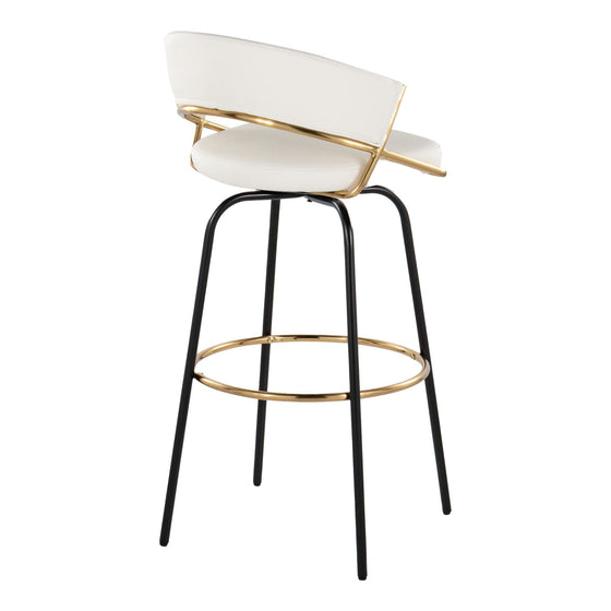 Jie - 30" Fixed-Height Barstool With Swivel - Gold And Black Legs (Set of 2)