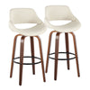 Fabrico - 30" Fixed-Height Barstool With Swivel And Round Black Metal Footrest (Set of 2) - Walnut Wood