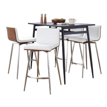  Marcel - Mason Swivel Counter Height Dining Set - Black Metal With Black Wood Tabletop And Stainless Steel