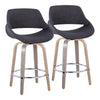 Fabrico - 26" Fixed-Height Counter Stool With Swivel And Round Chrome Metal Footrest (Set of 2) - Light Gray Wood