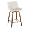 Santi - 24" Fixed-Height Counter Stool With Swivel - Walnut Wood (Set of 2)
