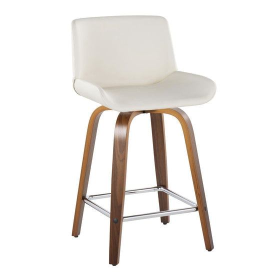 Santi - 24" Fixed-Height Counter Stool With Swivel - Walnut Wood (Set of 2)