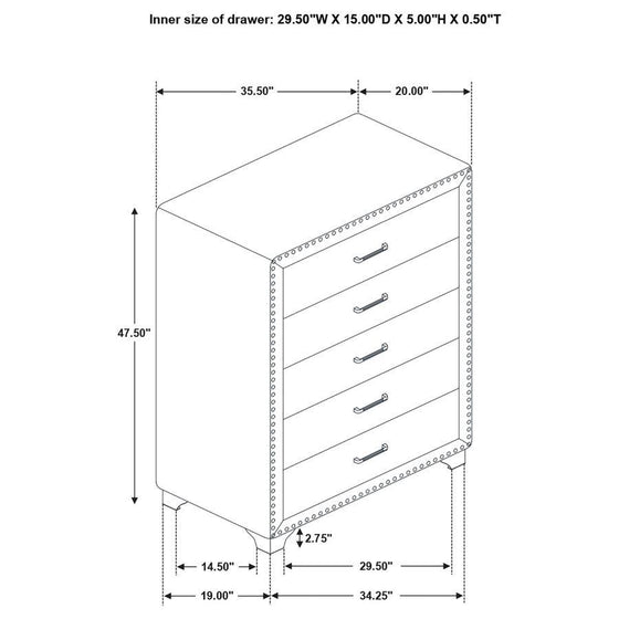 Melody - 5-Drawer Bedroom Chest