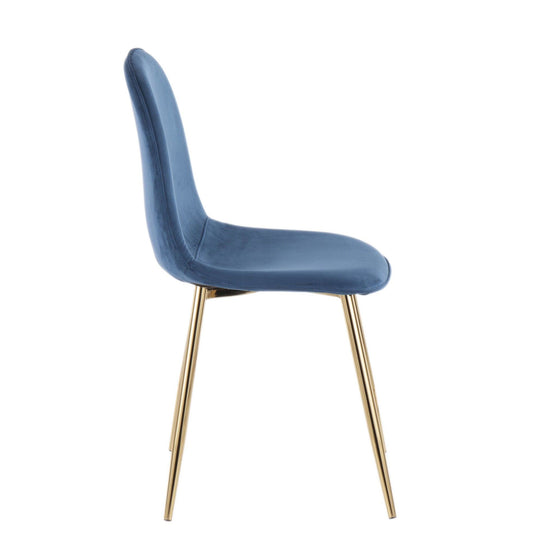 Pebble - Chair (Set of 2) - Gold Steel And Blue Velvet