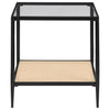 Amherst - Glass Top Metal with Cane Shelf Table