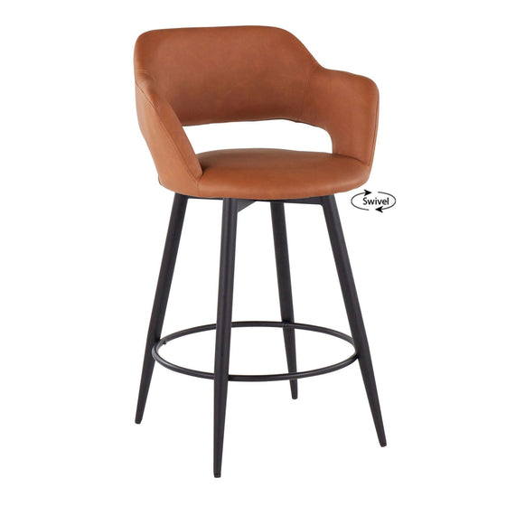 Margarite - 26" Fixed-Height Counter Stool With Swivel - Matte Black Metal (Set of 2)