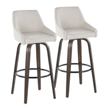  Hannah - 30" Fixed-Height Barstool With Swivel And Round Black Metal Footrest (Set of 2) - Walnut Glazed Wood