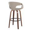 Curva - 30" Fixed-Height Barstool With Swivel And Round Metal Footrest (Set of 2) - Walnut Wood