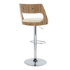 Cecina - Adjustable Barstool With Swivel And Rounded Rectangle Footrest (Set of 2) - Chrome Metal, Zebra Wood, And Cream Faux Leather