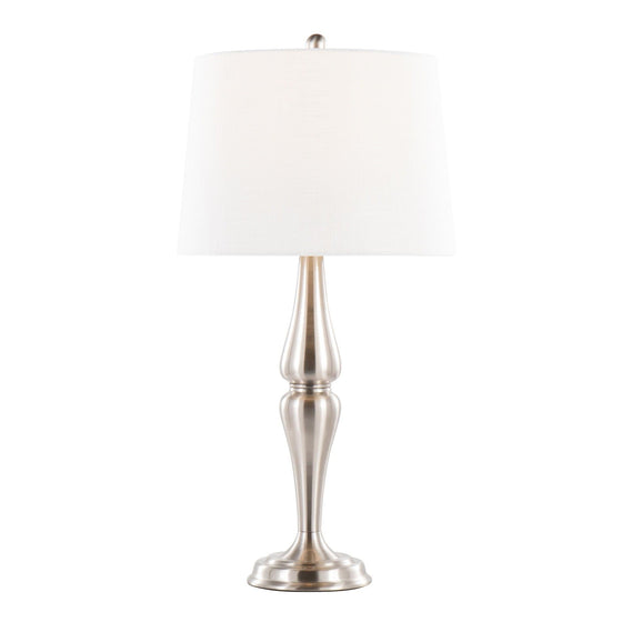 Sawyer - 30" Metal Table Lamp - Brushed Nickel And White Linen from Grandview Gallery (Set of 2)